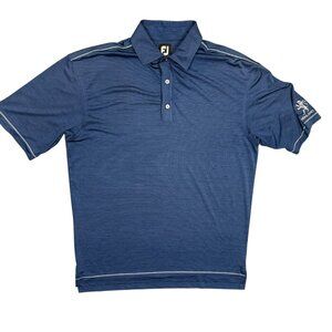 FootJoy Polo Golf Shirt Stretch Highland Emrboirdered Striped Blue Large
